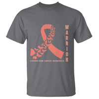 Endometrial Cancer Warrior Fighter Butterfly T Shirt Peach Ribbon Hope
