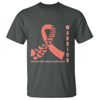 Endometrial Cancer Warrior Fighter Butterfly T Shirt Peach Ribbon Hope