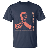 Endometrial Cancer Warrior Fighter Butterfly T Shirt Peach Ribbon Hope