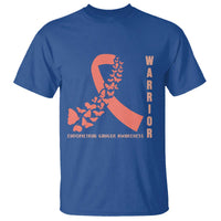 Endometrial Cancer Warrior Fighter Butterfly T Shirt Peach Ribbon Hope