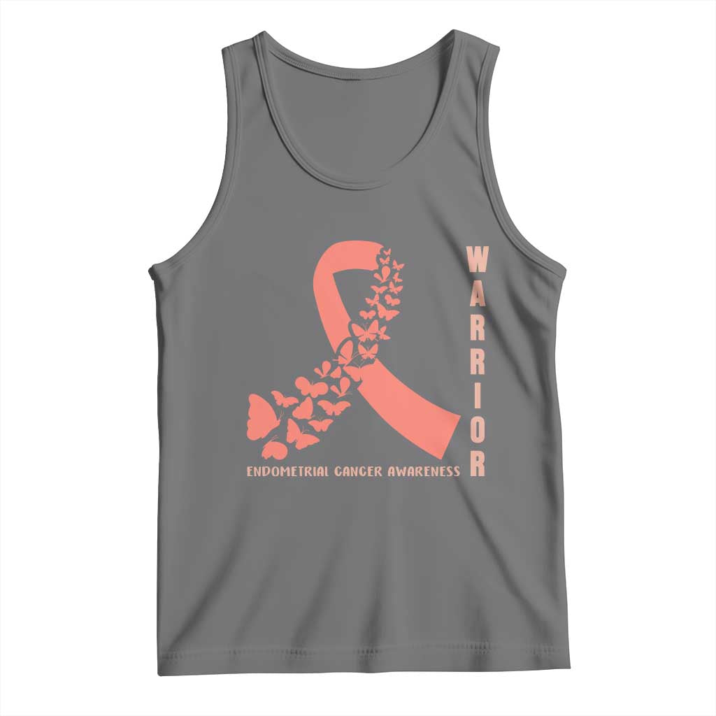 Endometrial Cancer Warrior Fighter Butterfly Tank Top Peach Ribbon Hope