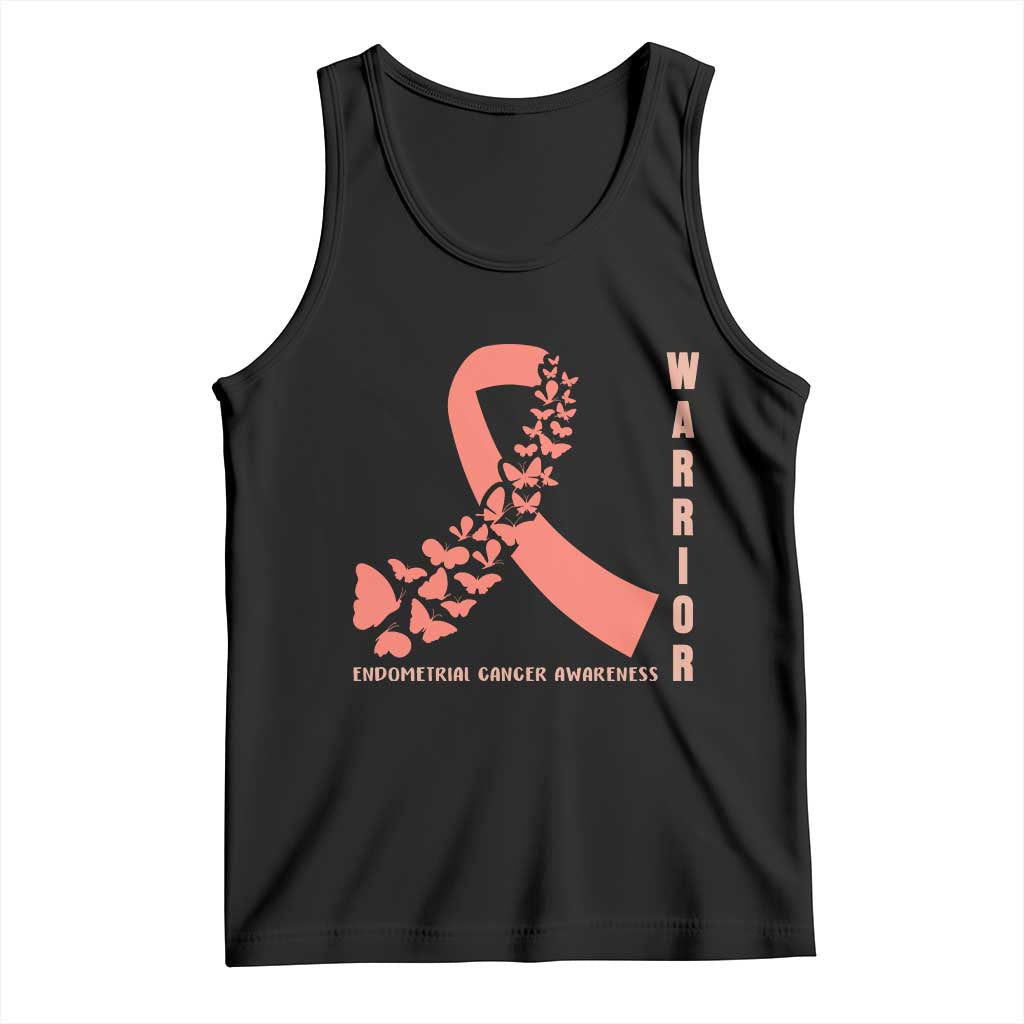 Endometrial Cancer Warrior Fighter Butterfly Tank Top Peach Ribbon Hope