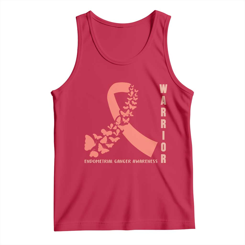 Endometrial Cancer Warrior Fighter Butterfly Tank Top Peach Ribbon Hope