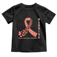 Endometrial Cancer Warrior Fighter Butterfly Toddler T Shirt Peach Ribbon Hope