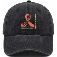 Endometrial Cancer Warrior Fighter Butterfly Washed Cotton Baseball Cap Peach Ribbon Hope