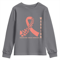 Endometrial Cancer Warrior Fighter Butterfly Youth Sweatshirt Peach Ribbon Hope