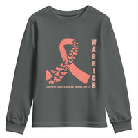 Endometrial Cancer Warrior Fighter Butterfly Youth Sweatshirt Peach Ribbon Hope