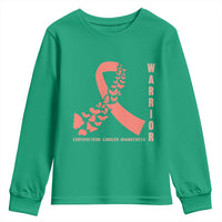 Endometrial Cancer Warrior Fighter Butterfly Youth Sweatshirt Peach Ribbon Hope