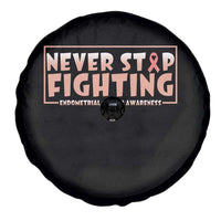 Endometrial Cancer Fighter Spare Tire Cover Never Stop Fighting Peach Ribbon