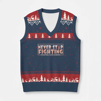 Endometrial Cancer Fighter V-Neck Knit Sweater Vest Never Stop Fighting Peach Ribbon