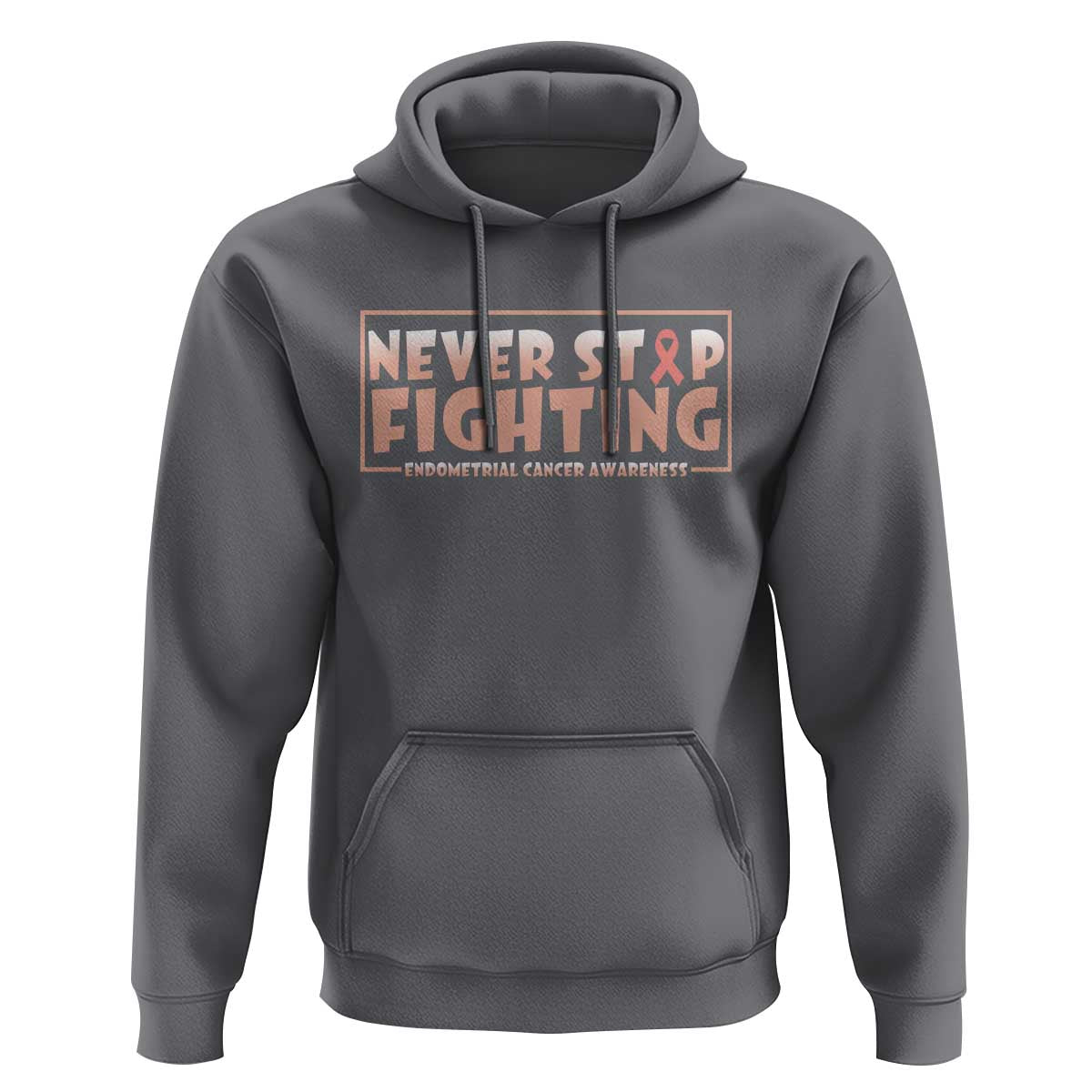 Endometrial Cancer Fighter Hoodie Never Stop Fighting Peach Ribbon