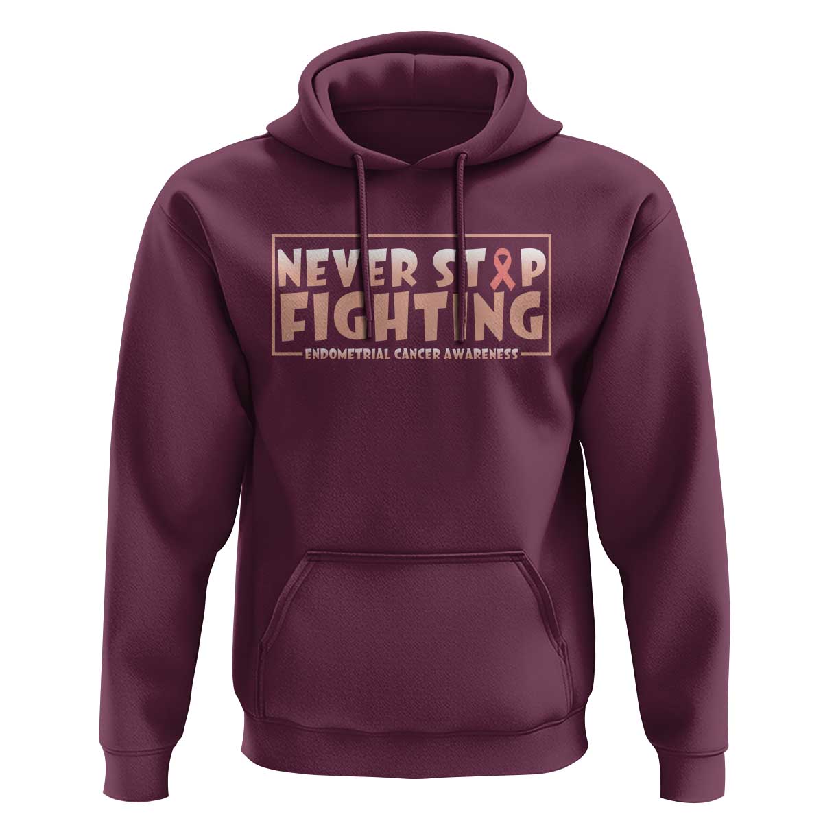 Endometrial Cancer Fighter Hoodie Never Stop Fighting Peach Ribbon