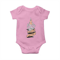 Funny Endometrial Cancer Skeleton Not Today Baby Onesie Fighter Peach Ribbon