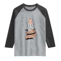 Funny Endometrial Cancer Skeleton Not Today Raglan Shirt Fighter Peach Ribbon