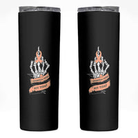Funny Endometrial Cancer Skeleton Not Today Skinny Tumbler Fighter Peach Ribbon