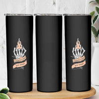 Funny Endometrial Cancer Skeleton Not Today Skinny Tumbler Fighter Peach Ribbon