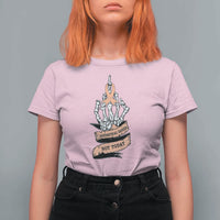 Funny Endometrial Cancer Skeleton Not Today T Shirt For Women Fighter Peach Ribbon