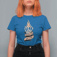 Funny Endometrial Cancer Skeleton Not Today T Shirt For Women Fighter Peach Ribbon