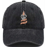Funny Endometrial Cancer Skeleton Not Today Washed Cotton Baseball Cap Fighter Peach Ribbon