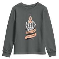 Funny Endometrial Cancer Skeleton Not Today Youth Sweatshirt Fighter Peach Ribbon