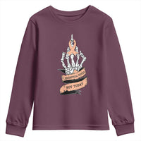 Funny Endometrial Cancer Skeleton Not Today Youth Sweatshirt Fighter Peach Ribbon