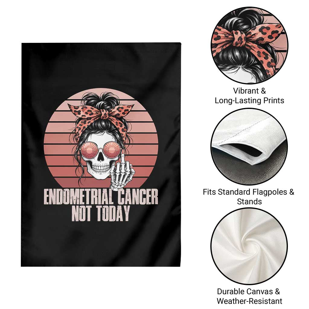 Vintage Endometrial Cancer Not Today Garden Flag Skeleton Warrior Fighter