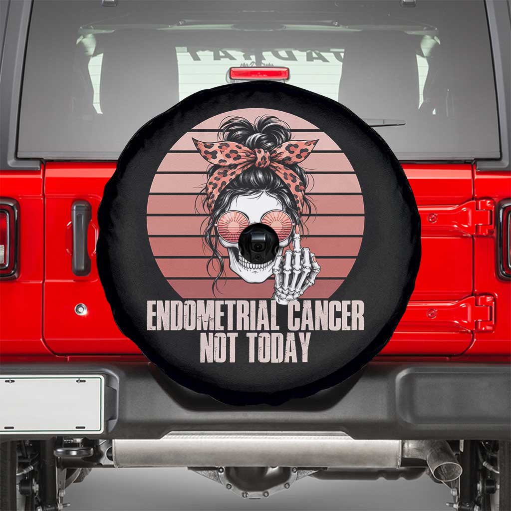 Vintage Endometrial Cancer Not Today Spare Tire Cover Skeleton Warrior Fighter