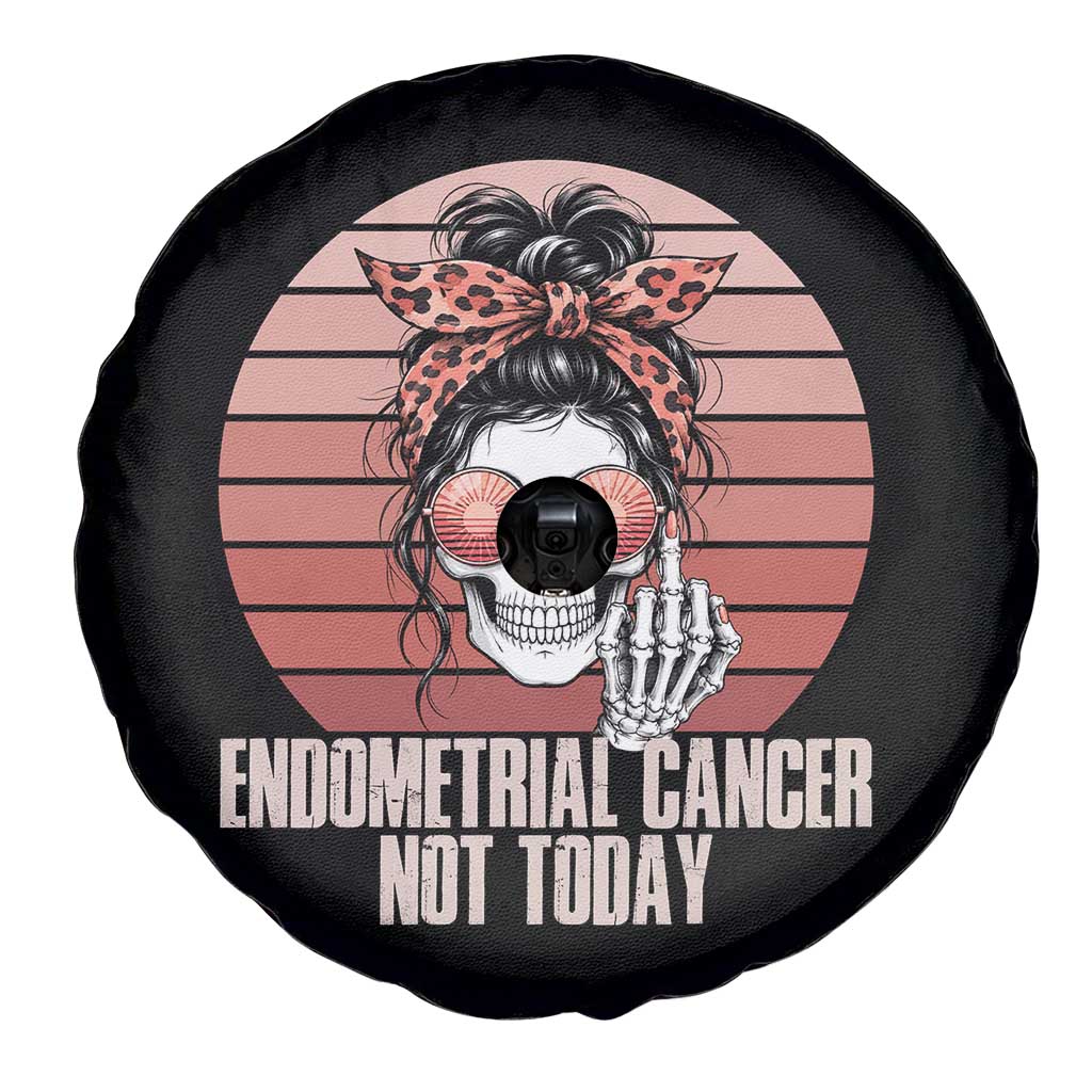 Vintage Endometrial Cancer Not Today Spare Tire Cover Skeleton Warrior Fighter