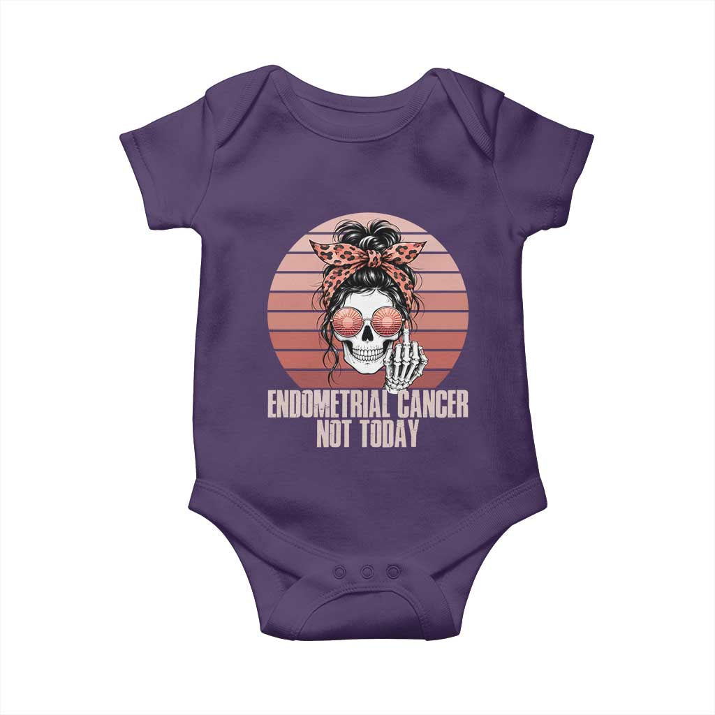 Vintage Endometrial Cancer Not Today Baby Onesie Skeleton Warrior Fighter