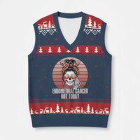 Vintage Endometrial Cancer Not Today V-Neck Knit Sweater Vest Skeleton Warrior Fighter