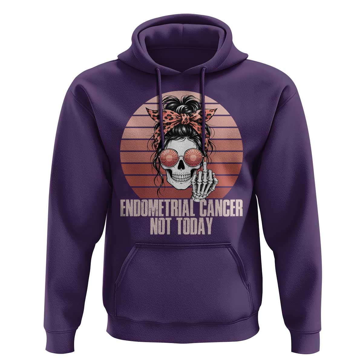 Vintage Endometrial Cancer Not Today Hoodie Skeleton Warrior Fighter