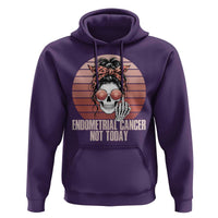Vintage Endometrial Cancer Not Today Hoodie Skeleton Warrior Fighter