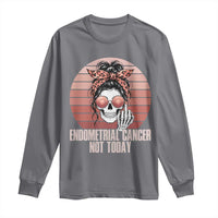 Vintage Endometrial Cancer Not Today Long Sleeve Shirt Skeleton Warrior Fighter
