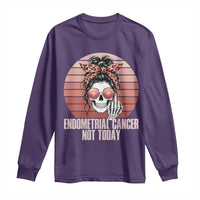Vintage Endometrial Cancer Not Today Long Sleeve Shirt Skeleton Warrior Fighter
