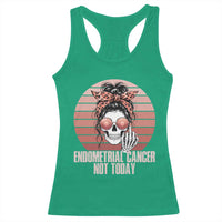 Vintage Endometrial Cancer Not Today Racerback Tank Top Skeleton Warrior Fighter