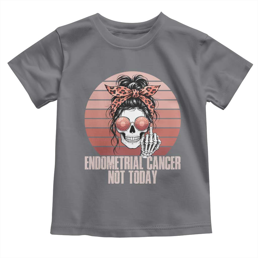 Vintage Endometrial Cancer Not Today Toddler T Shirt Skeleton Warrior Fighter