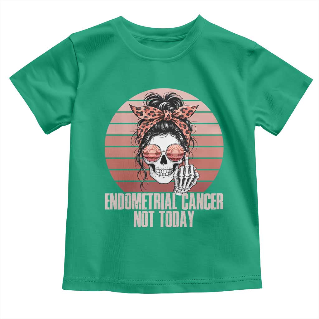 Vintage Endometrial Cancer Not Today Toddler T Shirt Skeleton Warrior Fighter