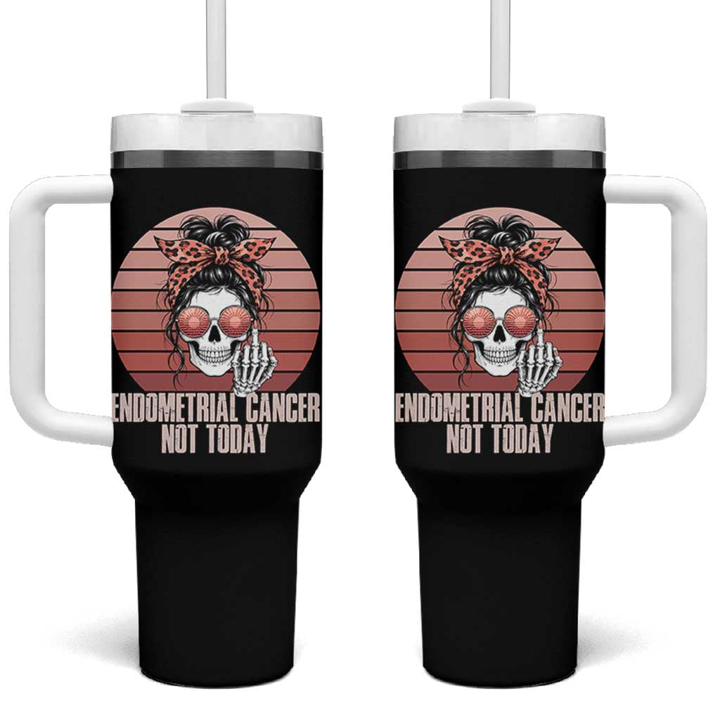Vintage Endometrial Cancer Not Today Tumbler With Handle Skeleton Warrior Fighter