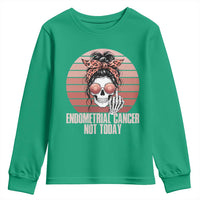 Vintage Endometrial Cancer Not Today Youth Sweatshirt Skeleton Warrior Fighter