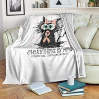 Funny Black Cat Endometrial Cancer Awareness Throw Blanket Its Fine Im Fine Everything Is Fine