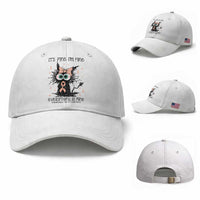 Funny Black Cat Endometrial Cancer Awareness Baseball Cap Its Fine Im Fine Everything Is Fine