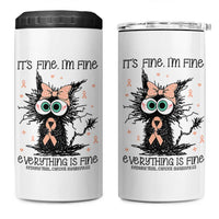 Funny Black Cat Endometrial Cancer Awareness 4 in 1 Can Cooler Tumbler Its Fine Im Fine Everything Is Fine