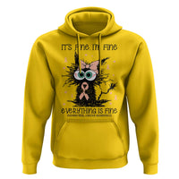 Funny Black Cat Endometrial Cancer Awareness Hoodie Its Fine Im Fine Everything Is Fine