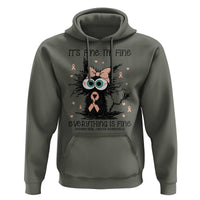 Funny Black Cat Endometrial Cancer Awareness Hoodie Its Fine Im Fine Everything Is Fine