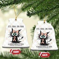 Funny Black Cat Endometrial Cancer Awareness Ceramic Ornament Its Fine Im Fine Everything Is Fine