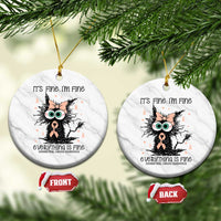 Funny Black Cat Endometrial Cancer Awareness Ceramic Ornament Its Fine Im Fine Everything Is Fine