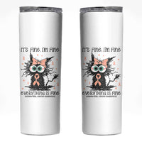 Funny Black Cat Endometrial Cancer Awareness Skinny Tumbler Its Fine Im Fine Everything Is Fine