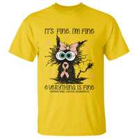 Funny Black Cat Endometrial Cancer Awareness T Shirt Its Fine Im Fine Everything Is Fine