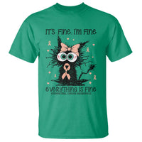 Funny Black Cat Endometrial Cancer Awareness T Shirt Its Fine Im Fine Everything Is Fine