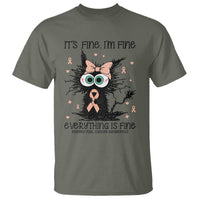 Funny Black Cat Endometrial Cancer Awareness T Shirt Its Fine Im Fine Everything Is Fine